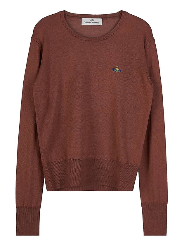 Women's Embroidered Logo Bea Wool Knit Top Brown - VIVIENNE WESTWOOD - BALAAN 11