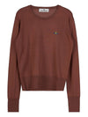 Women's Embroidered Logo Bea Wool Knit Top Brown - VIVIENNE WESTWOOD - BALAAN 10