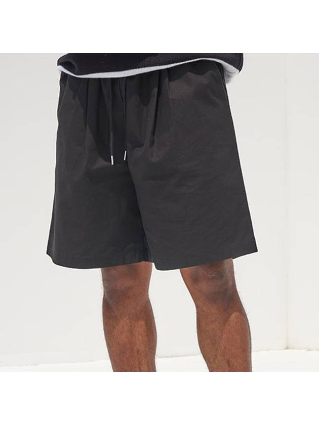 Cotton Bermuda Banding Pants Black - TENER - BALAAN 1