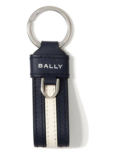 Ribbon Leather Key Holder Midnight - BALLY - BALAAN 1