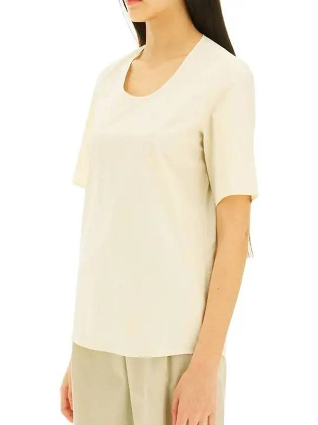 Round Neck Cotton Short Sleeve T-Shirt Cream - LEMAIRE - BALAAN 3