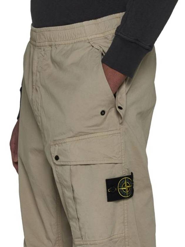 Logo Twill Cotton Cargo Track Pants Sand - STONE ISLAND - BALAAN 6