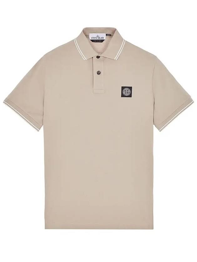 Stretch Cotton Pique Short Sleeve Polo Shirt  Dove Grey - STONE ISLAND - BALAAN 2