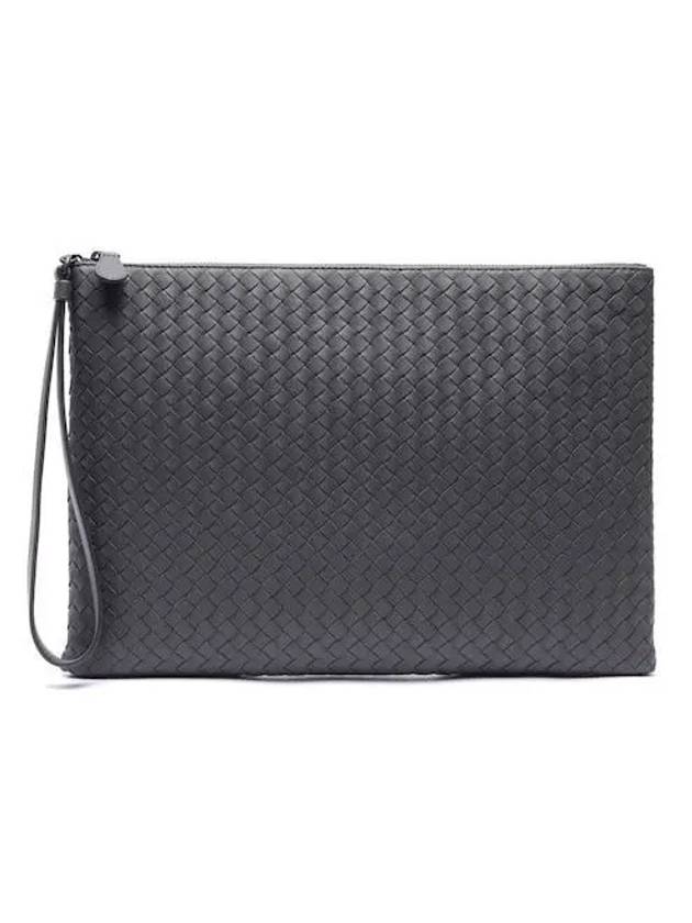 Intrecciato Strap Clutch Bag Grey - BOTTEGA VENETA - BALAAN 2