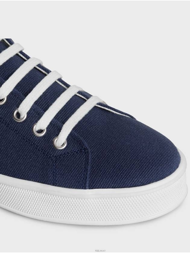 Jane Triomphe Patch Canvas Calfskin Low Top Sneakers Navy - CELINE - BALAAN 4