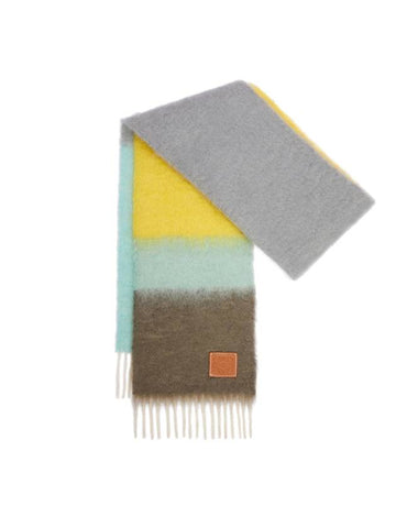 Wool Mohair Stripe Muffler Grey - LOEWE - BALAAN 1