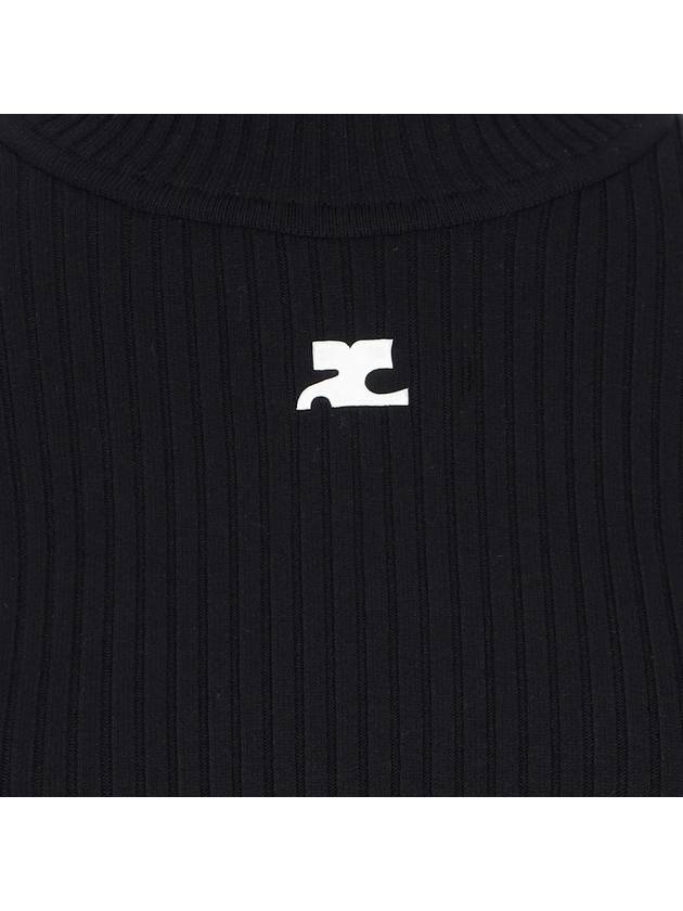 Courrèges  Logo Knit Sweater Long Sleeve Top TShirt Black PERMPU022FI0001 - COURREGES - BALAAN 3