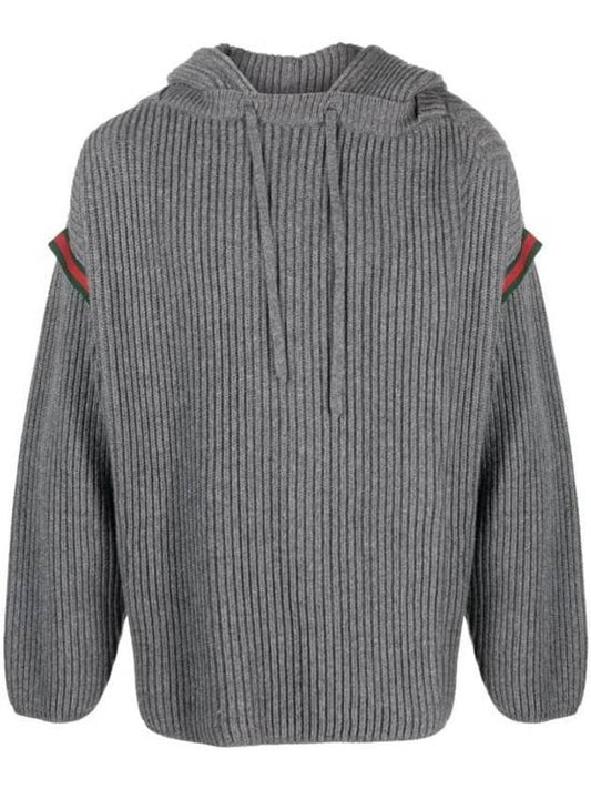 WOOL CASHMERE HOODED SWEATER - GUCCI - BALAAN 1