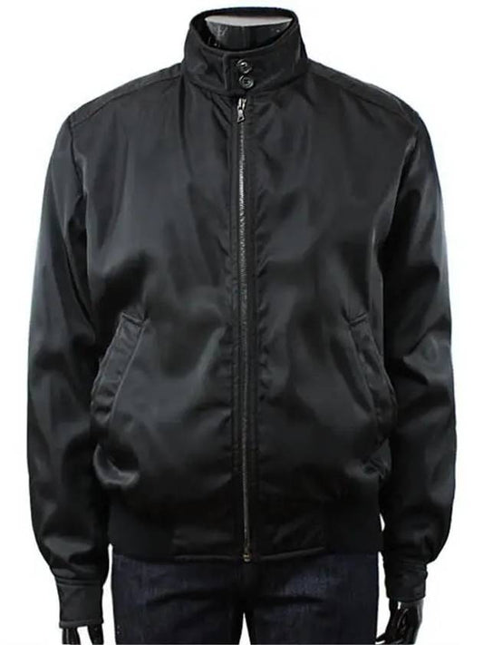 Men's Nylon Zip-up Jacket Black - PRADA - BALAAN.