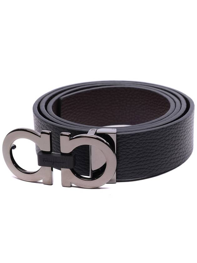 Reversible Gancini Belt Black Hickory - SALVATORE FERRAGAMO - BALAAN 4