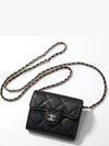 Classic Chain Mini Bag Grained Shiny Calfskin Gold Metal Black - CHANEL - BALAAN 3