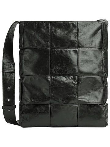 Intrecciato Leather Cross Bag Dark Green - BOTTEGA VENETA - BALAAN.