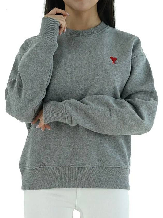 Small Heart Logo Sweatshirt Grey - AMI - BALAAN 2