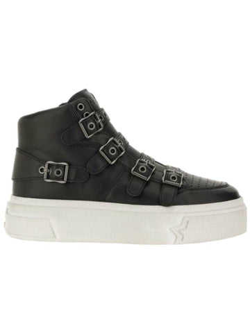 Star Moon Buckle Nappa Wax High Top Sneakers Black - ASH - BALAAN 1