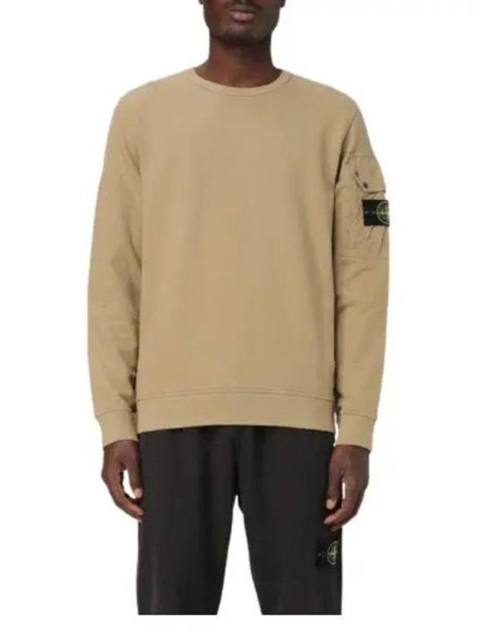 Brushed Organic Cotton Fleece Sweatshirt Beige - STONE ISLAND - BALAAN 2