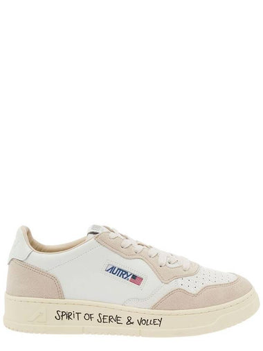 'Medalist' Beige Low Top Sneakers With Beige Suede Details In Leather Man - AUTRY - BALAAN 1