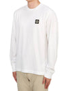 Logo Patch Cotton Jersey Long Sleeve T-Shirt White - STONE ISLAND - BALAAN 3