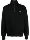 Zebra Logo Half Zip Up Sweatshirt Black - PAUL SMITH - BALAAN 1