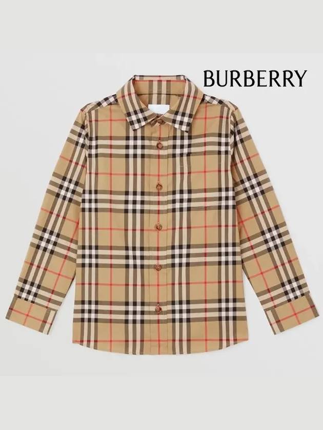 Vintage Check Stretch Cotton Long Sleeve Shirt Beige - BURBERRY - BALAAN 3