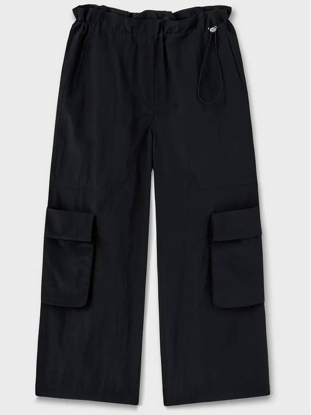 Silk Gloss Big Pocket String Wide Pants Black - NOIRER FOR WOMEN - BALAAN 9