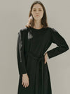 Black Belt Puff Long Dress BLACK - AVANT-G - BALAAN 6