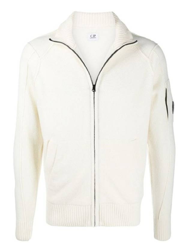 Lens Wappen Turtleneck Wool Knit Cardigan White - CP COMPANY - BALAAN.