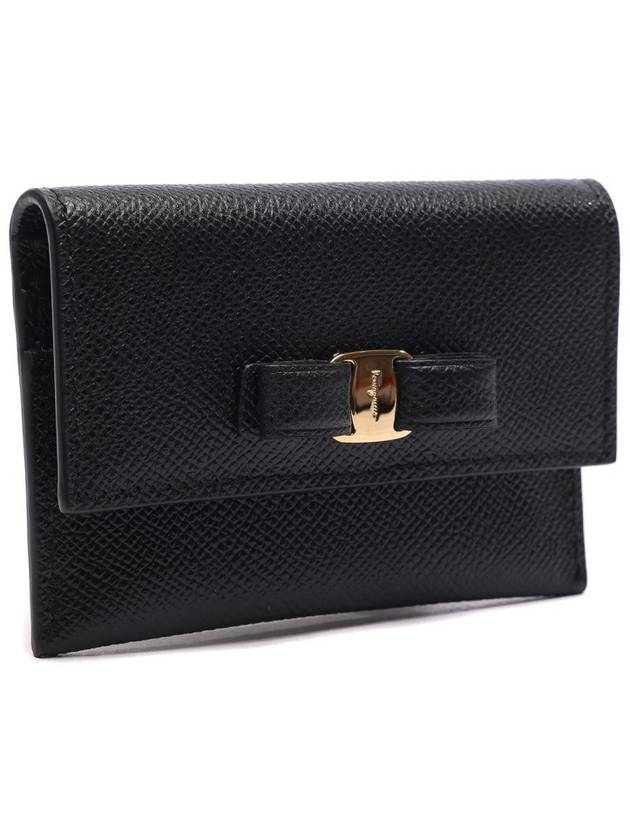 Vara Bow Card Walletr Black - SALVATORE FERRAGAMO - BALAAN 4