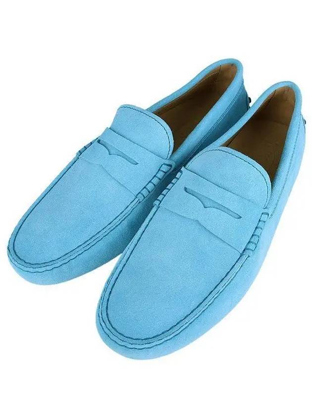 Men's Suede Gommino Driving Shoes Light Blue - TOD'S - BALAAN 2