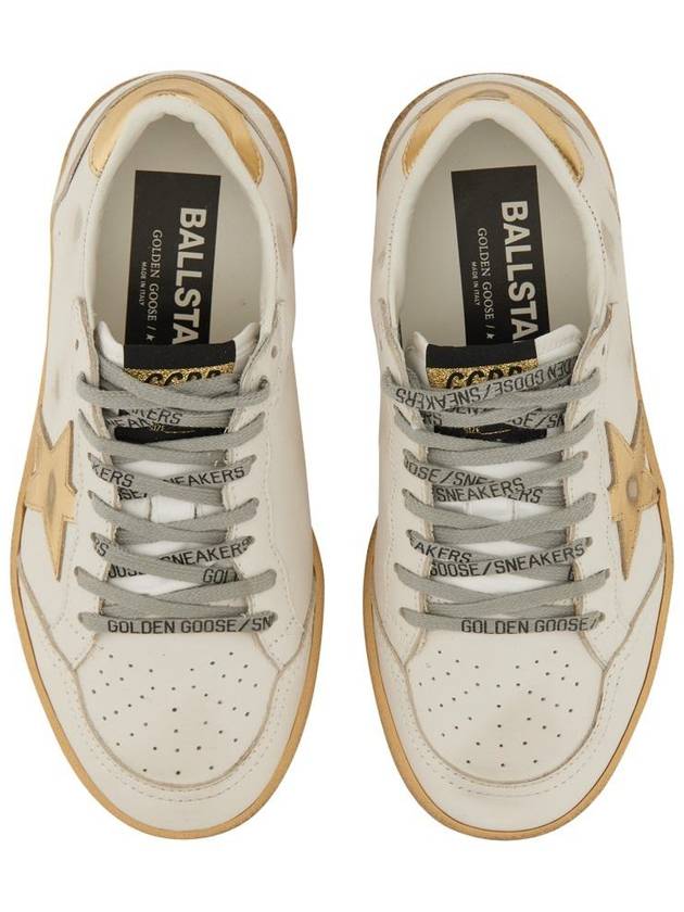 Women's Ballstar Leather Upper Laminate Star Heel Tab Low Top Sneakers Milk Gold - GOLDEN GOOSE - BALAAN 7