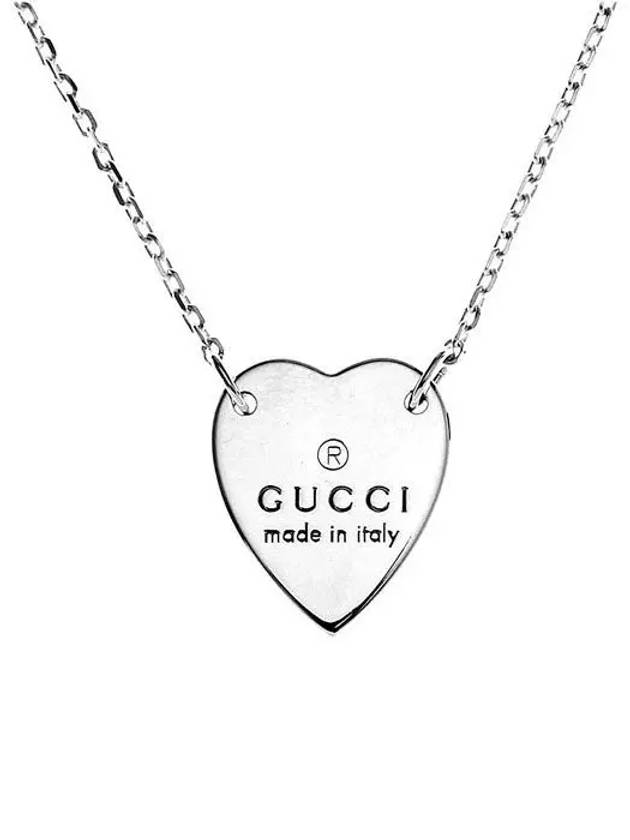 Trademark Heart Pendant Necklace Silver - GUCCI - BALAAN 4