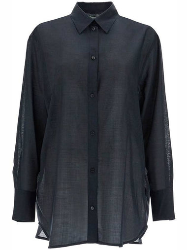 black relaxed fit wool shirt - TOTEME - BALAAN 1