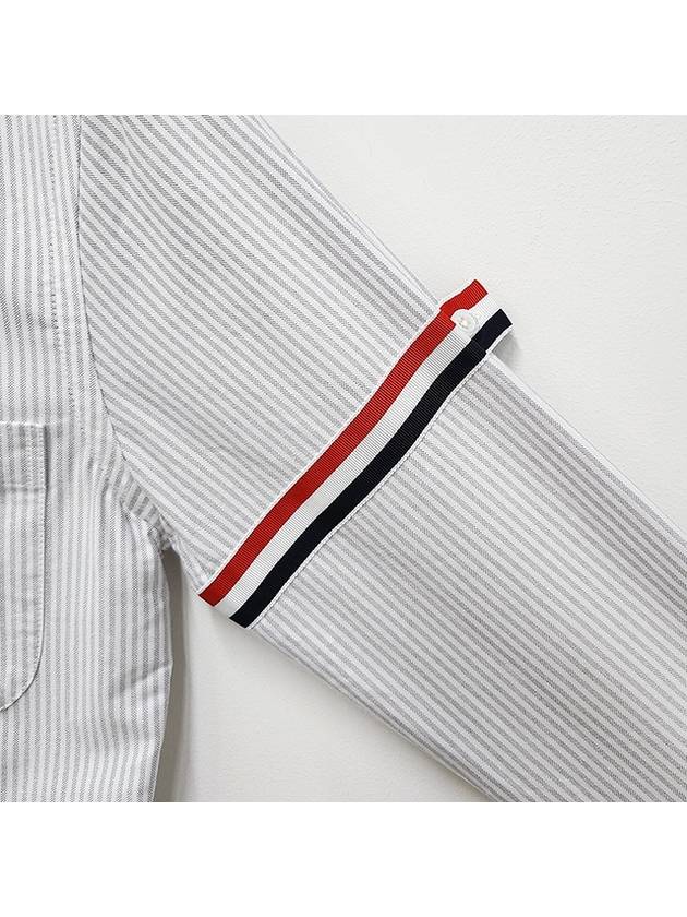 Women's Armband University Striped Oxford Shirt Medium Grey - THOM BROWNE - BALAAN 8