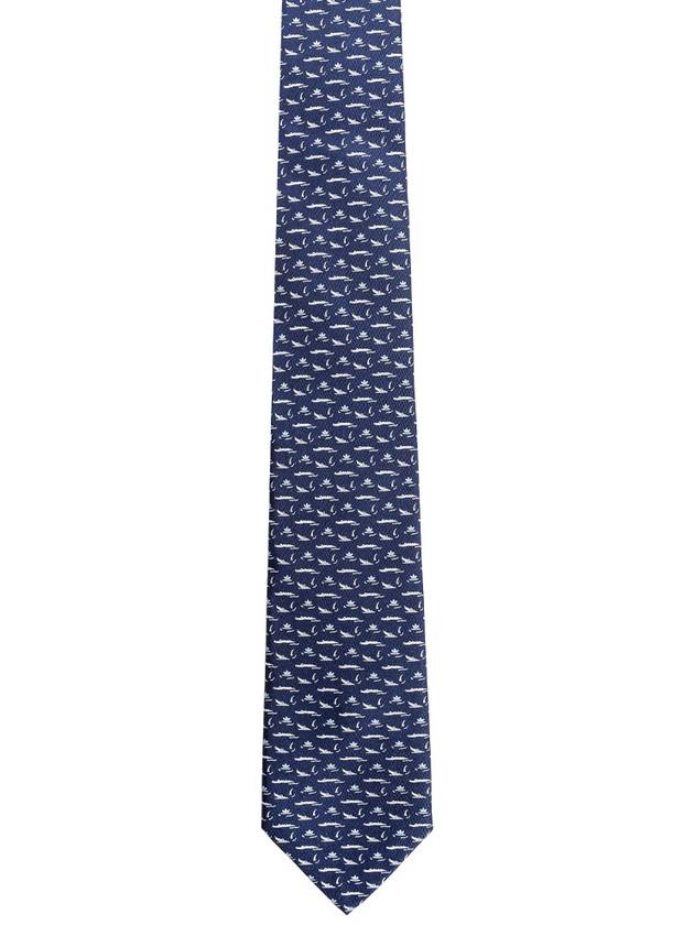 Gator Silk Tie Navy - SALVATORE FERRAGAMO - BALAAN 2