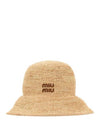 Logo Woven Fabric Bucket Hat Beige - MIU MIU - BALAAN 3