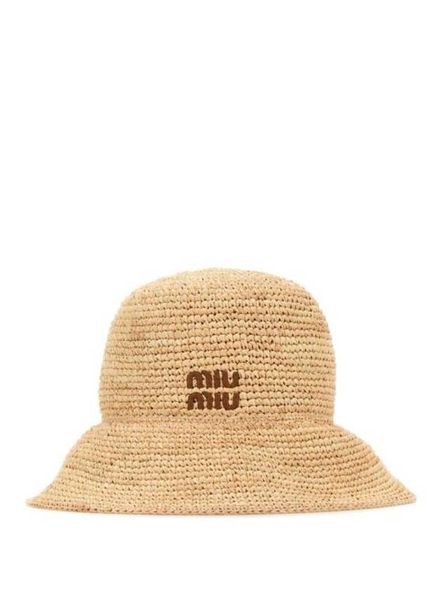 Logo Woven Fabric Bucket Hat Beige - MIU MIU - BALAAN 3