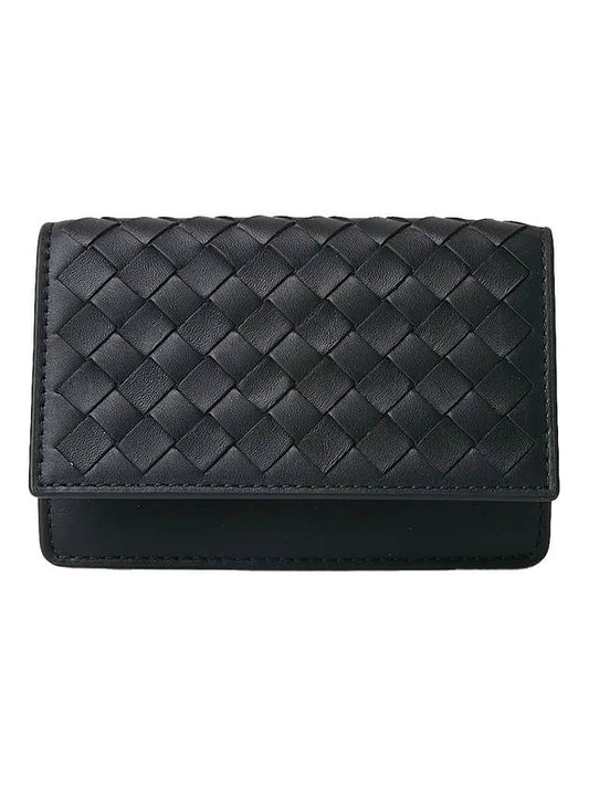 Intrecciato Flap Business Card Wallet Black - BOTTEGA VENETA - BALAAN 1