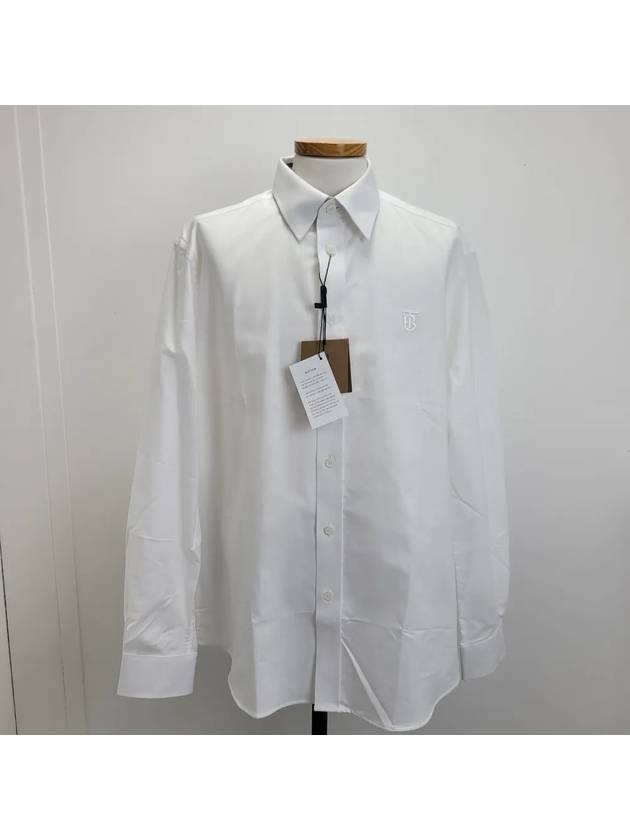 Monogram Motif Poplin Long Sleeve Shirt White - BURBERRY - BALAAN.