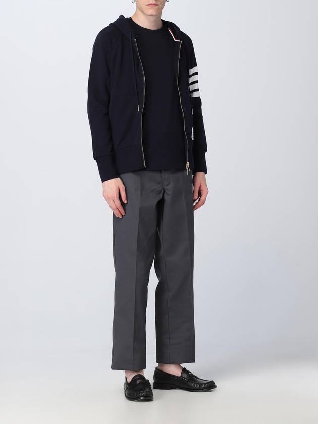 Engineered 4 Bar Diagonal Zip Up Hoodie Navy - THOM BROWNE - BALAAN 3