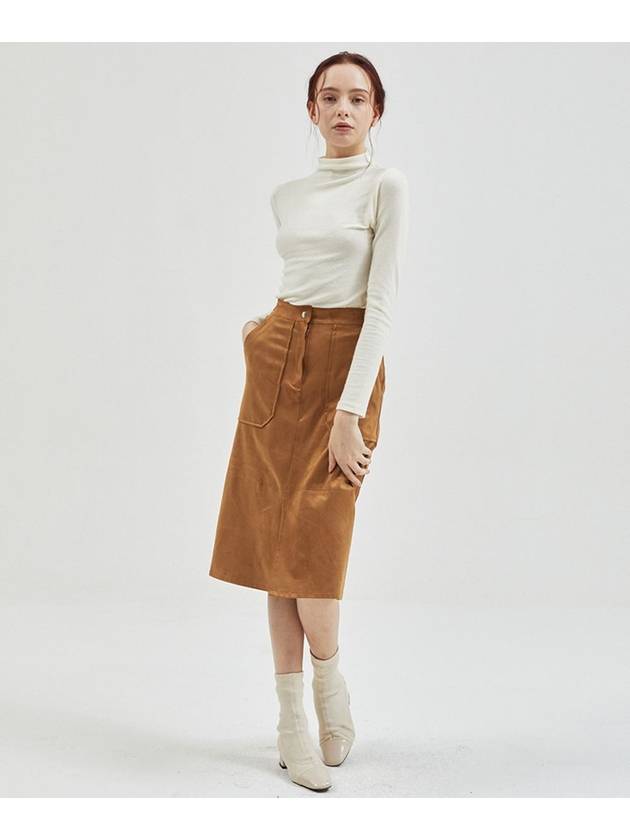 Suede H Banding Skirt Camel - MANAVIS7 - BALAAN 1