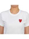 Women's Small Double Heart Wappen Short Sleeve T-Shirt P1 T287 2 White - COMME DES GARCONS PLAY - BALAAN 6