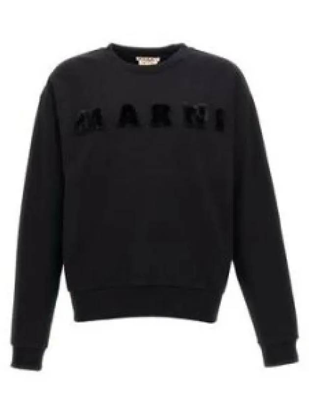 Fur Effect Logo Cotton Sweatshirt Black - MARNI - BALAAN 2