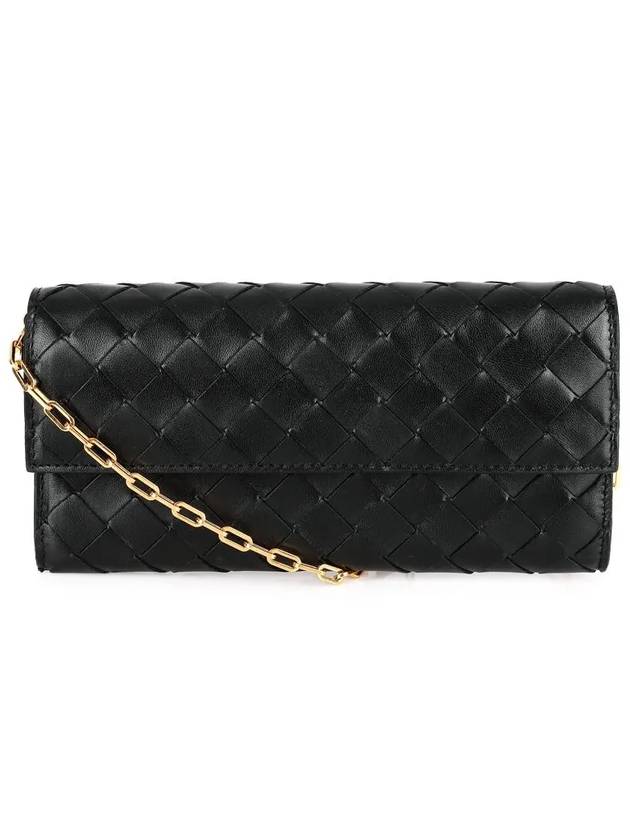 Intrecciato Chain Long Wallet Black - BOTTEGA VENETA - BALAAN 3