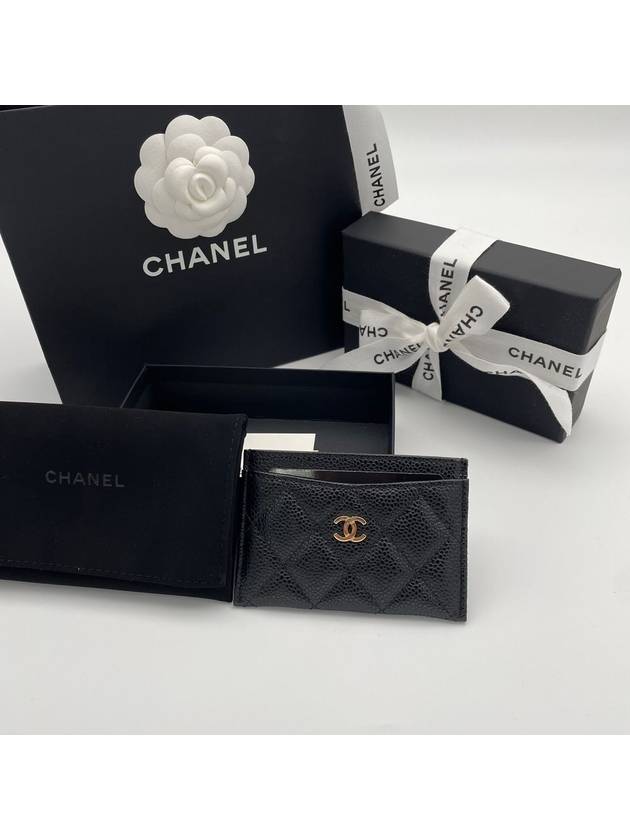 Gold CC Logo Caviar Card Wallet Black - CHANEL - BALAAN 4