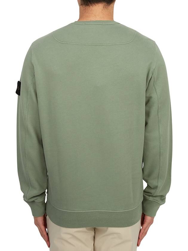 Brushed Cotton Fleece Garment Dyed Crewneck Sweatshirt Sage Green - STONE ISLAND - BALAAN 5