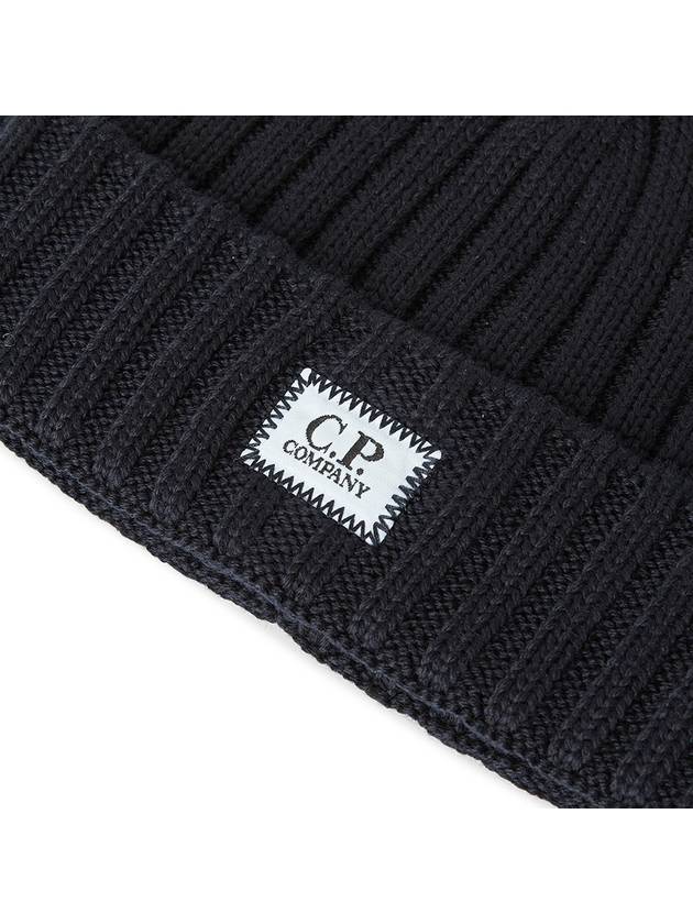 Extra Fine Merino Wool Logo Beanie Navy - CP COMPANY - BALAAN 5