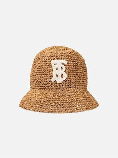 Monogram Motif Raffia Effect Bucket Hat Beige - BURBERRY - BALAAN 2