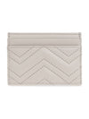 GG Marmont Matelasse Leather Card Wallet Light Grey - GUCCI - BALAAN 3