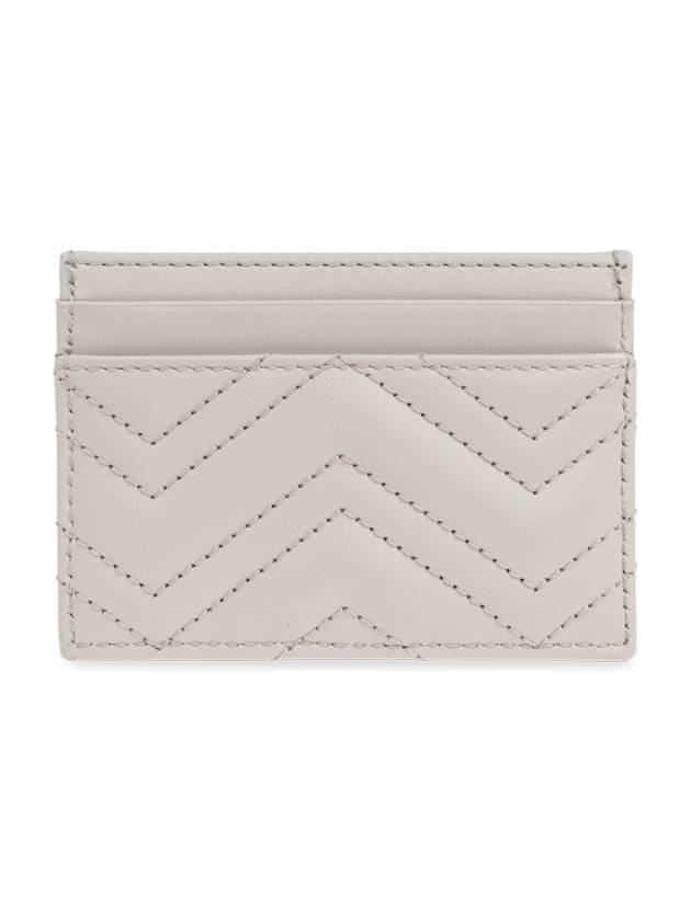 GG Marmont Matelasse Leather Card Wallet Light Grey - GUCCI - BALAAN 3