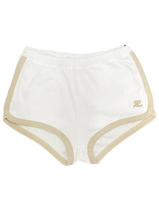 Logo Contrast Mini Shorts Shorts White Oatmeal 124JSH037JS0070 B086 - COURREGES - BALAAN 2