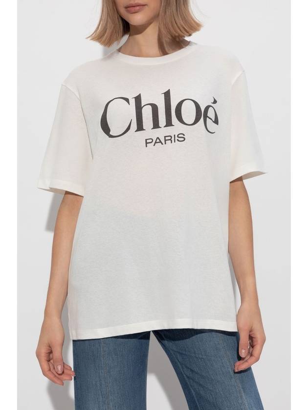 Chloé Printed T-shirt, Women's, Cream - CHLOE - BALAAN 3